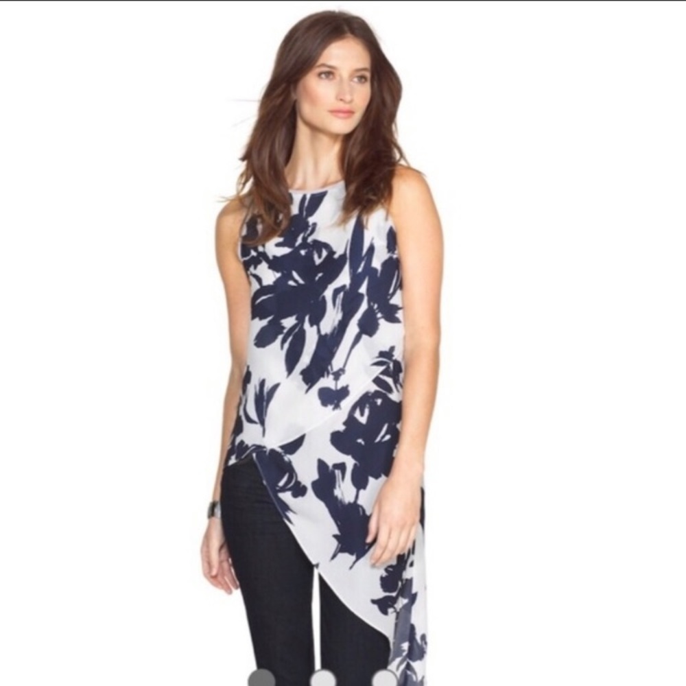 WHBM floral asymmetric layered tunic